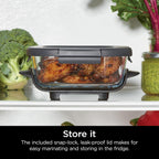 4-in-1 Portable Glass Air Fryer Cooking System, 1500W, 4QT & 6-Cup TempWare Glass Containers with Storage Lids, Microwave, Freezer & Dishwasher Safe, Cyberspace Gray, FN101GY💋