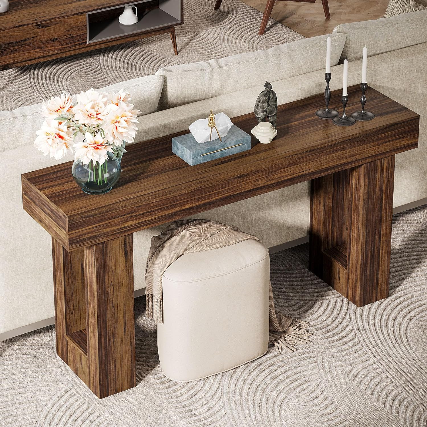63-Inch Long Console Table, Wooden Rectangular Sofa Table Behind The Couch, Farmhouse Entryway Table for Entrance, Hallway, Living Room🏆