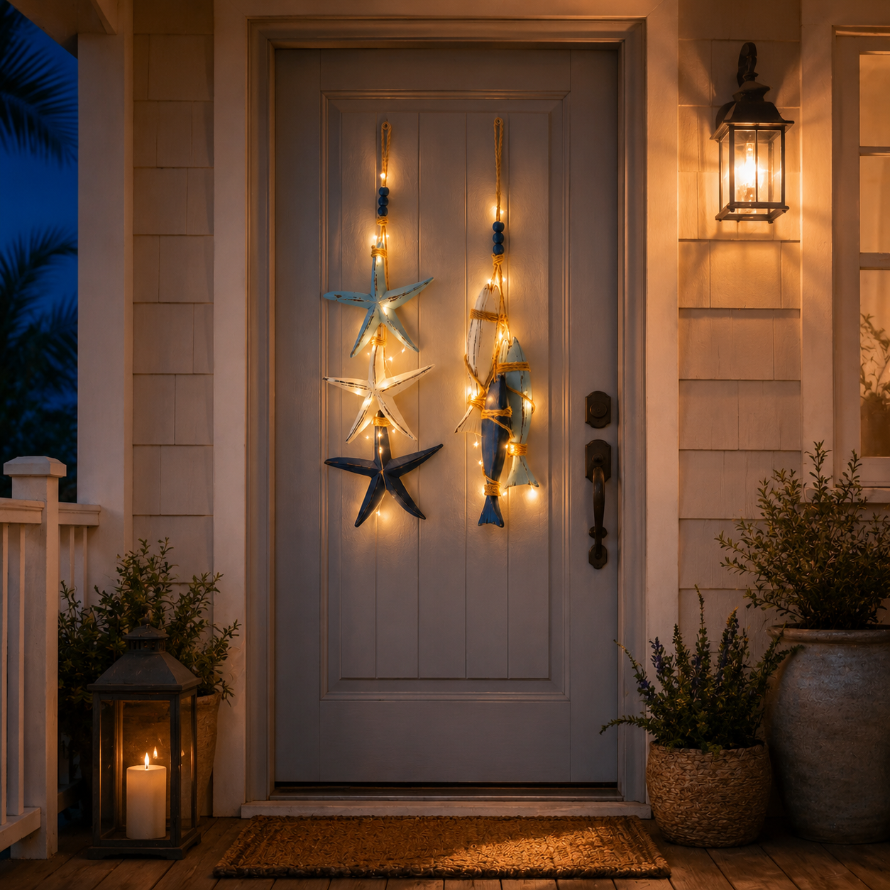 ⭐2026 HOT SALE🐟🌊Lighted Coastal Wooden Starfish & Fish Hanging Decor🏆