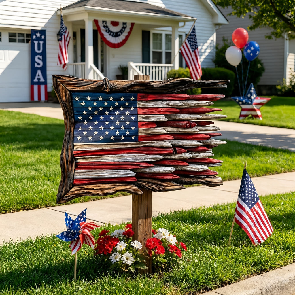 Handcrafted 3D Wooden American Flag Wall Decor⭐🏆