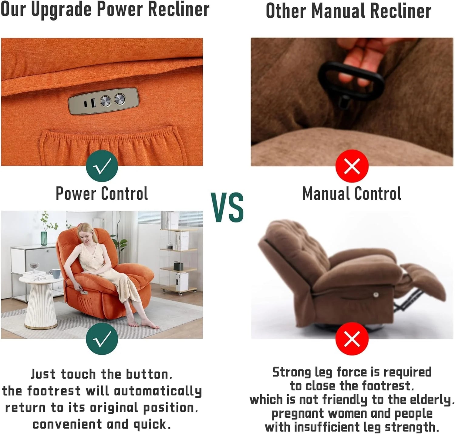 Power Recliner Chair, Massage Rocker Recliner Chairs for Adults with Heated, Oversized Rocker Swivel Chairs for Living Room, Comfy Nursery Rocking Chairs with USB-C Ports and Side Pocket, White🏆