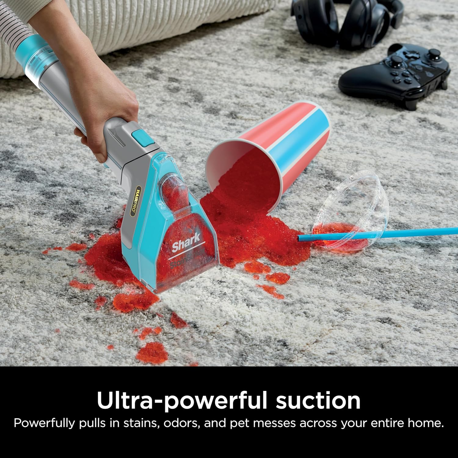 🌬️Portable Carpet, Upholstery & Area Rug Cleaner with Pet Mess Tool, Stain & Odor Remover, Perfect for Car Interiors, Includes 3 Cleaning Tools & Cleaning Solution, White🏆