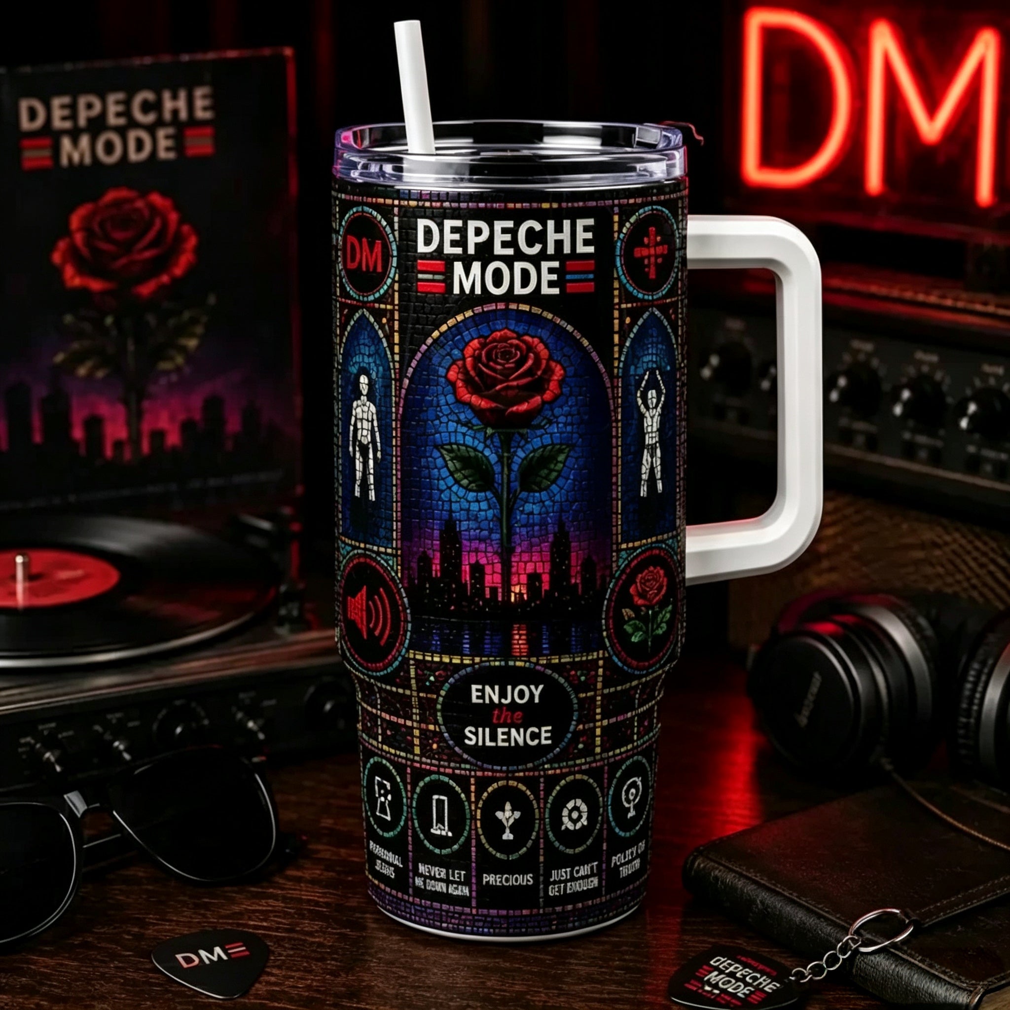 Depeche Mode Stained Glass Tumbler🌹🏆