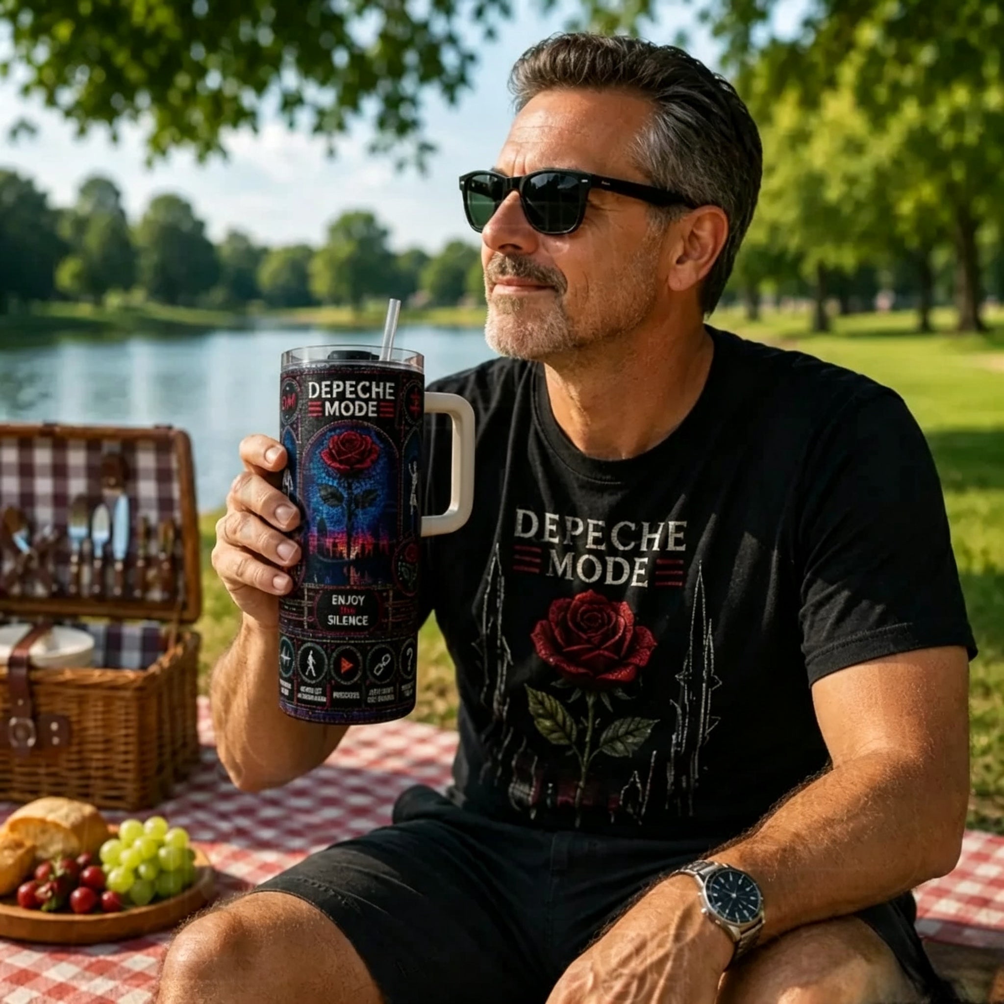 Depeche Mode Stained Glass Tumbler🌹🏆