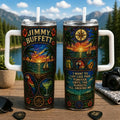 🌴🐦Jimmy Buffett 40oz Stained Glass Stainless Steel Tumbler🏆