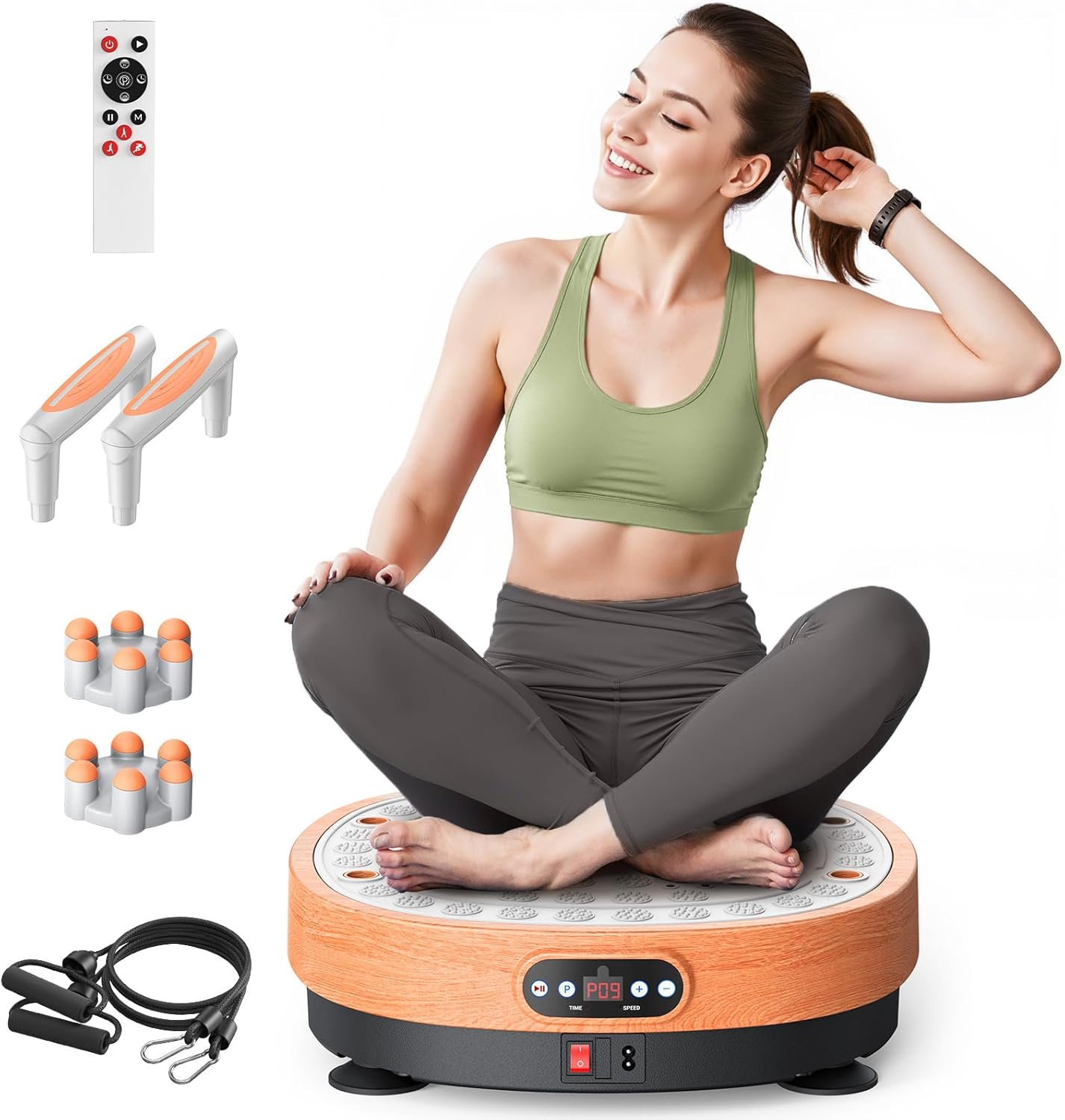 Vibration Plate Exercise Machine with Foot Massager, Office Vibrating Plate Exercise Machine for Weight Loss, 0-99 Levels Amplitude and Easy to Store, Acupressure Relieves Leg Fatigue🔥