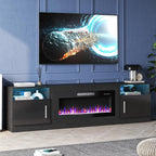 Fireplace TV Stand Entertainment Center with 36" Fireplace, 70" Wooden TV Stand for TVs Up to 80",Media TV Console with High Gloss Storage Cabinet and 16 Colors LED Lights (White)💋