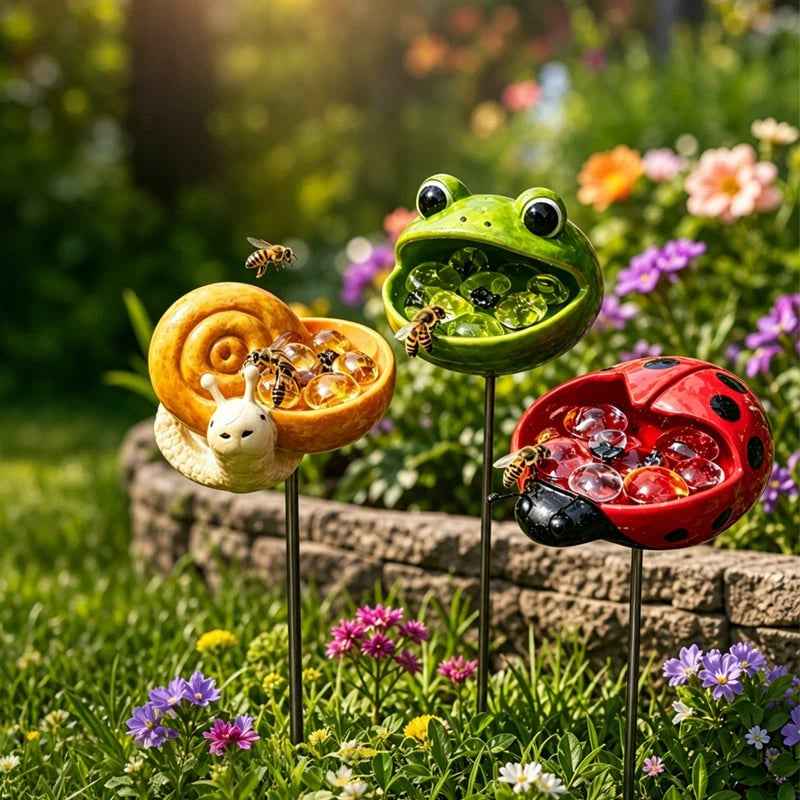 🐝 Cute Animal Design Garden Watering Station, Outdoor Decorative Water Bowl for Bees Butterflies and Small Wildlife🐸🏆