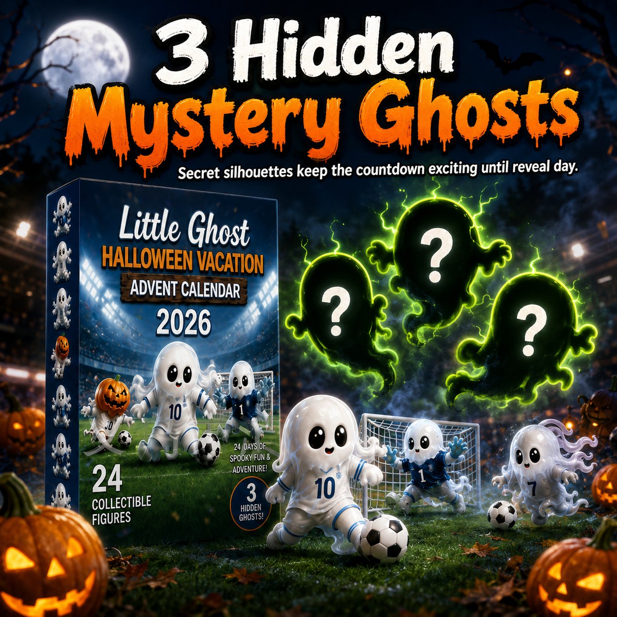 🔥Last Day 49% OFF - 👻⚽Little Ghost Soccer Halloween Advent Calendar 2026🏆