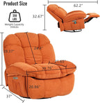 Power Recliner Chair, Massage Rocker Recliner Chairs for Adults with Heated, Oversized Rocker Swivel Chairs for Living Room, Comfy Nursery Rocking Chairs with USB-C Ports and Side Pocket, White🏆