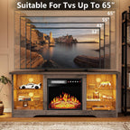 Fireplace TV Stand Entertainment Center with 36" Fireplace, 70" Wooden TV Stand for TVs Up to 80",Media TV Console with High Gloss Storage Cabinet and 16 Colors LED Lights (White)💋
