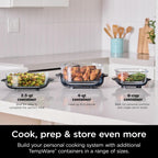 4-in-1 Portable Glass Air Fryer Cooking System, 1500W, 4QT & 6-Cup TempWare Glass Containers with Storage Lids, Microwave, Freezer & Dishwasher Safe, Cyberspace Gray, FN101GY💋