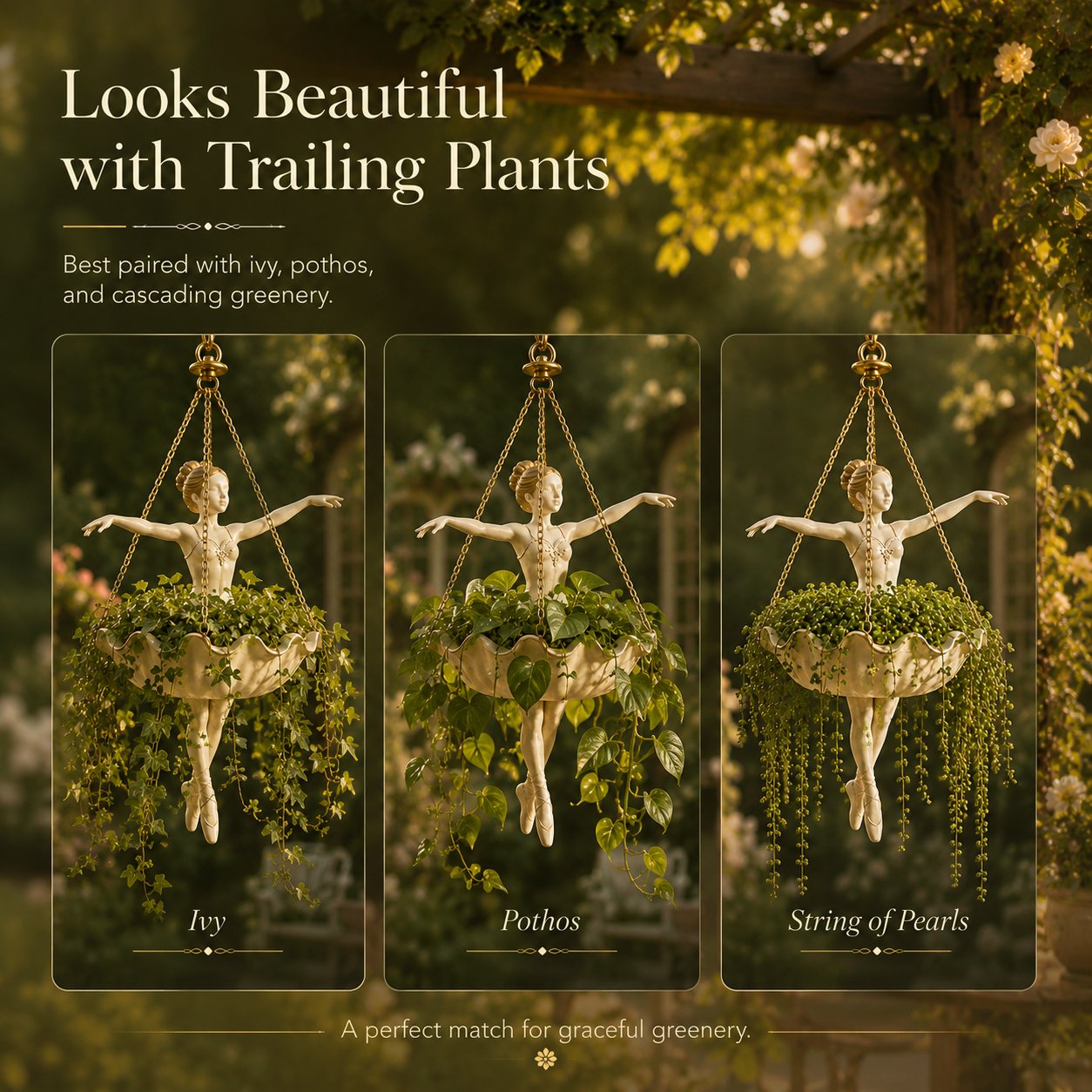 💃 Ballet Dancer Hanging Planter– 🌿Elegant Garden Decor for Porch & Patio🏆