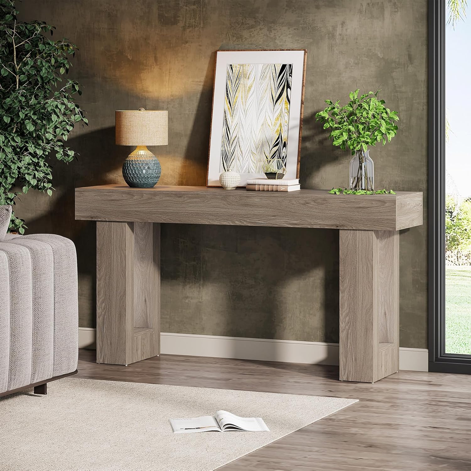 63-Inch Long Console Table, Wooden Rectangular Sofa Table Behind The Couch, Farmhouse Entryway Table for Entrance, Hallway, Living Room🏆