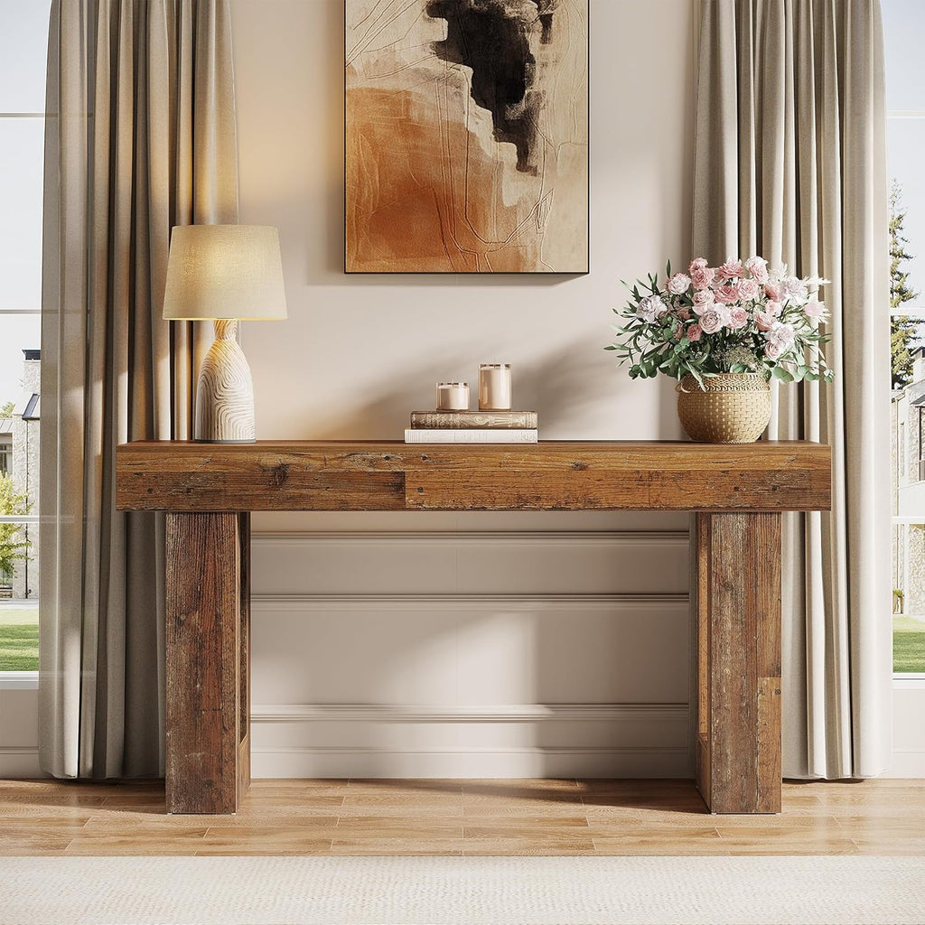 63-Inch Long Console Table, Wooden Rectangular Sofa Table Behind The Couch, Farmhouse Entryway Table for Entrance, Hallway, Living Room🏆