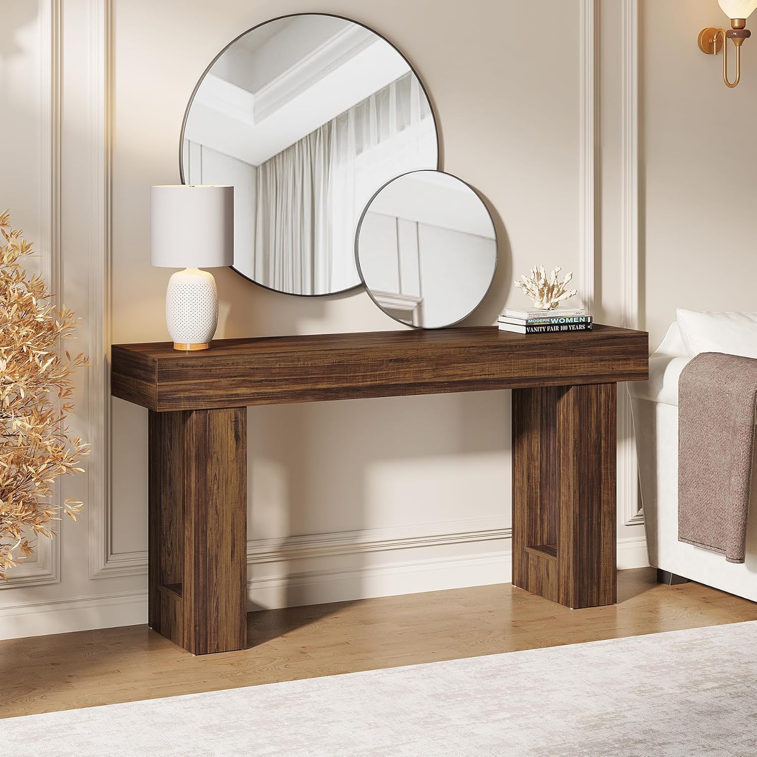 63-Inch Long Console Table, Wooden Rectangular Sofa Table Behind The Couch, Farmhouse Entryway Table for Entrance, Hallway, Living Room🏆