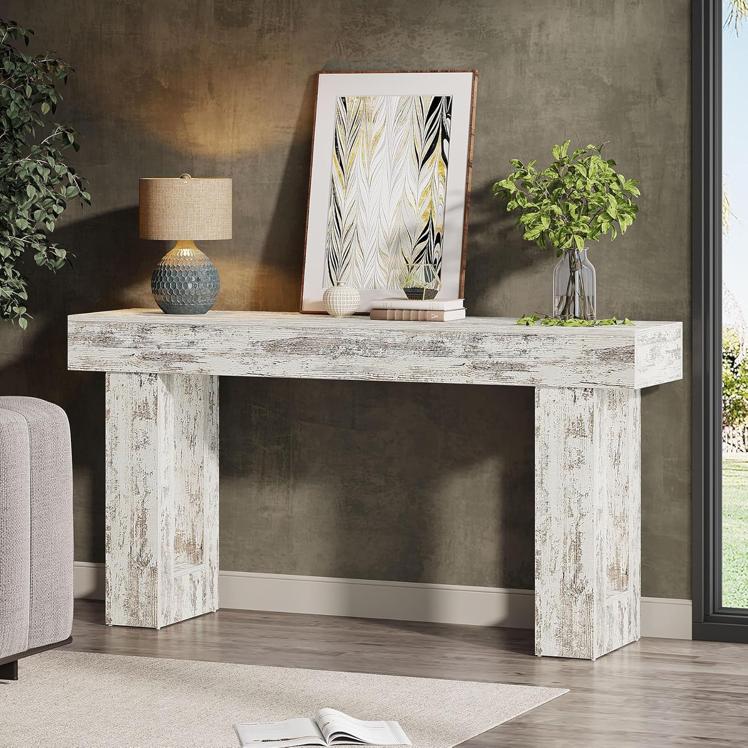63-Inch Long Console Table, Wooden Rectangular Sofa Table Behind The Couch, Farmhouse Entryway Table for Entrance, Hallway, Living Room🏆