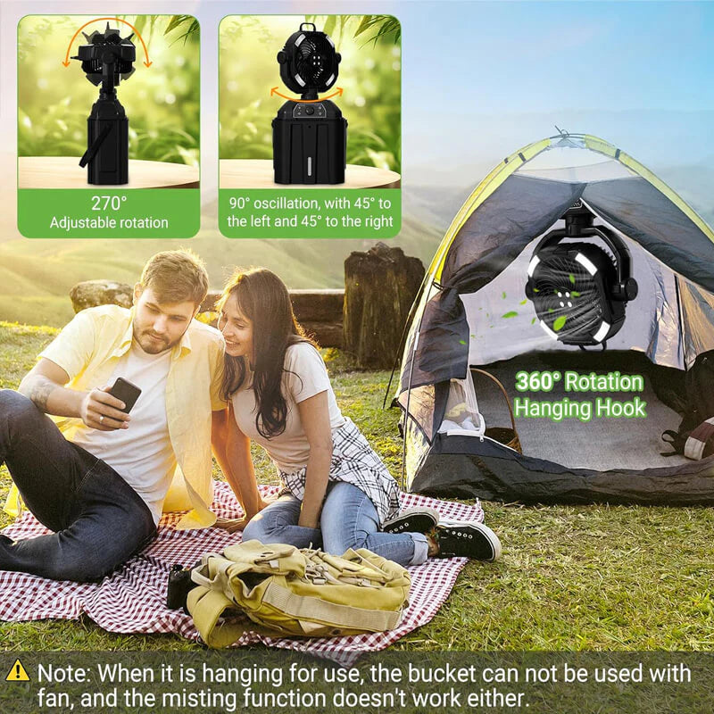💦4 in 1 Mist Camping Fan with 6L Bucket🔥