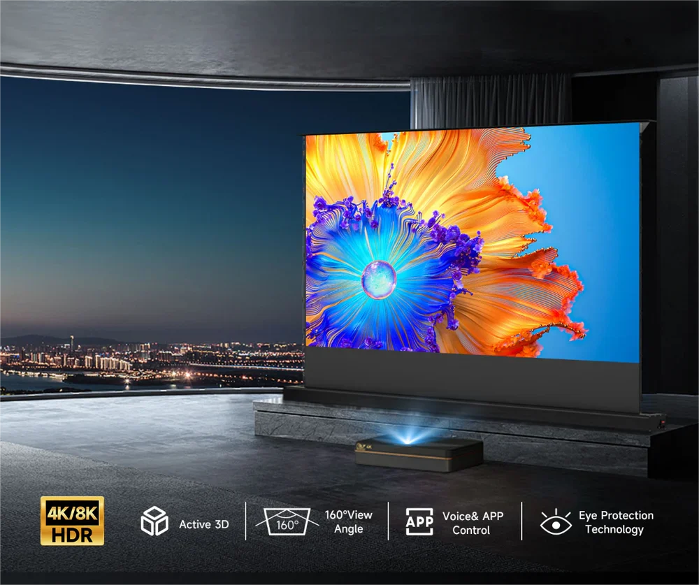Projector Screen,Motorized Projector Screen 4K/8K Ultra HD Active (100 In/16:9)💋