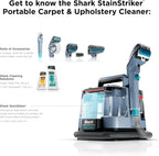 🌬️Portable Carpet, Upholstery & Area Rug Cleaner with Pet Mess Tool, Stain & Odor Remover, Perfect for Car Interiors, Includes 3 Cleaning Tools & Cleaning Solution, White🏆