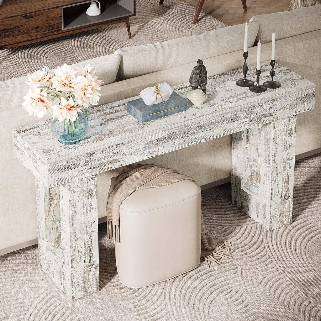 63-Inch Long Console Table, Wooden Rectangular Sofa Table Behind The Couch, Farmhouse Entryway Table for Entrance, Hallway, Living Room🏆