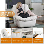 Power Recliner Chair, Massage Rocker Recliner Chairs for Adults with Heated, Oversized Rocker Swivel Chairs for Living Room, Comfy Nursery Rocking Chairs with USB-C Ports and Side Pocket, White🏆