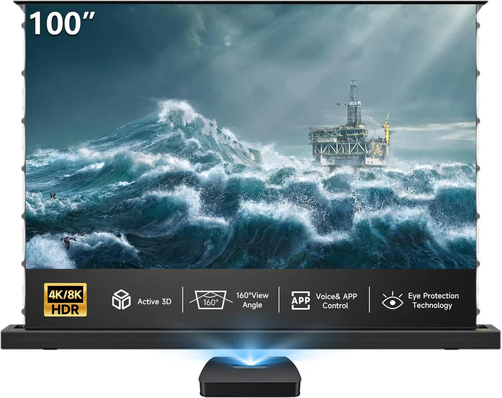 Projector Screen,Motorized Projector Screen 4K/8K Ultra HD Active (100 In/16:9)💋
