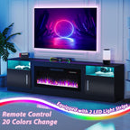 Fireplace TV Stand Entertainment Center with 36" Fireplace, 70" Wooden TV Stand for TVs Up to 80",Media TV Console with High Gloss Storage Cabinet and 16 Colors LED Lights (White)💋