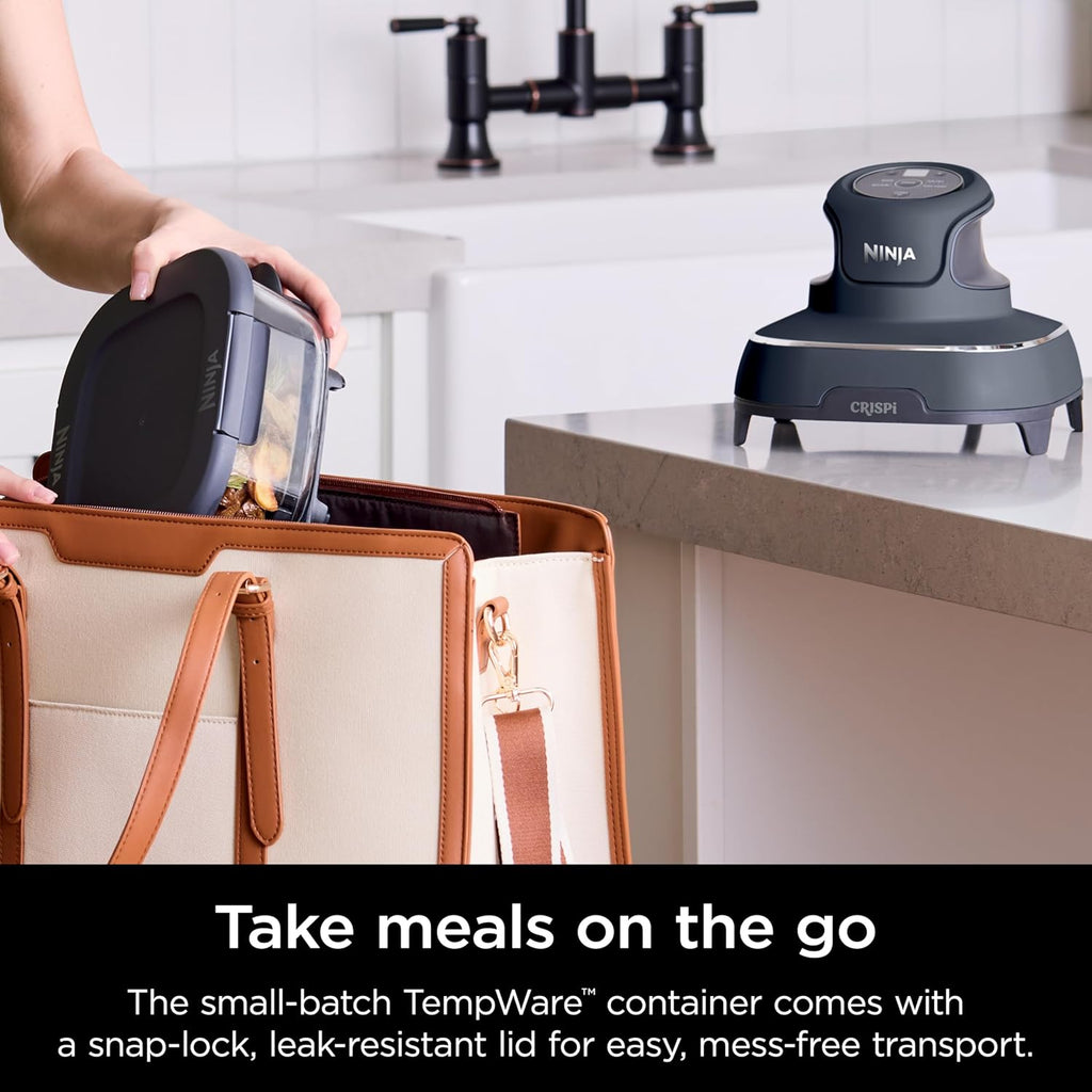 4-in-1 Portable Glass Air Fryer Cooking System, 1500W, 4QT & 6-Cup TempWare Glass Containers with Storage Lids, Microwave, Freezer & Dishwasher Safe, Cyberspace Gray, FN101GY💋