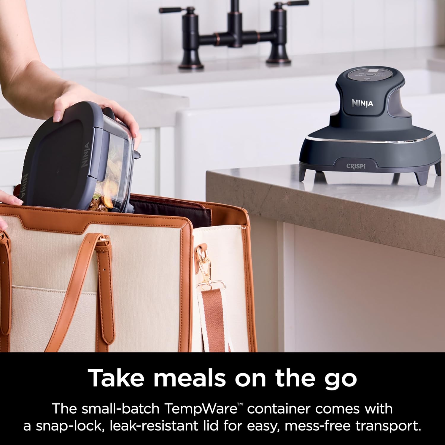 4-in-1 Portable Glass Air Fryer Cooking System, 1500W, 4QT & 6-Cup TempWare Glass Containers with Storage Lids, Microwave, Freezer & Dishwasher Safe, Cyberspace Gray, FN101GY💋