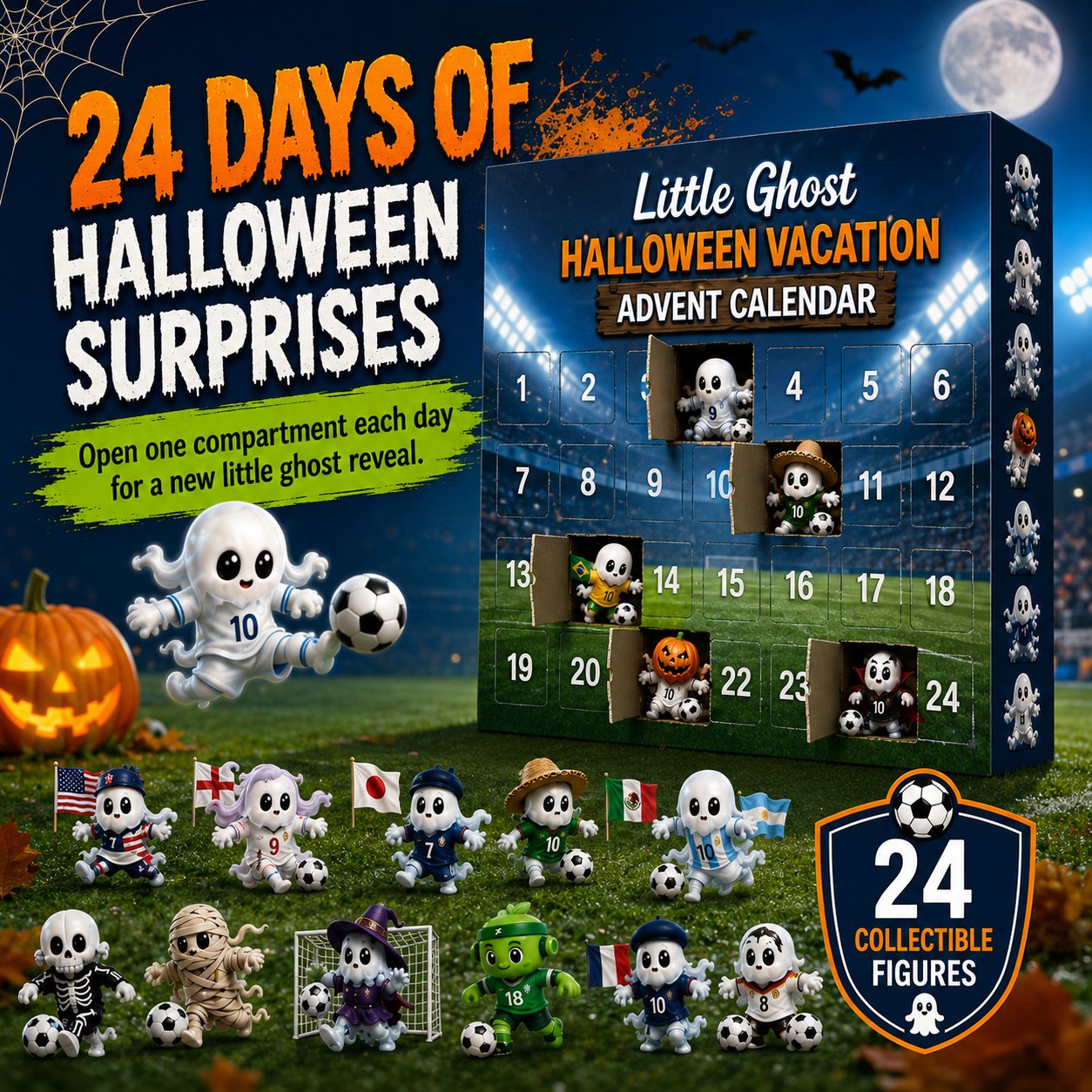 🔥Last Day 49% OFF - 👻⚽Little Ghost Soccer Halloween Advent Calendar 2026🏆