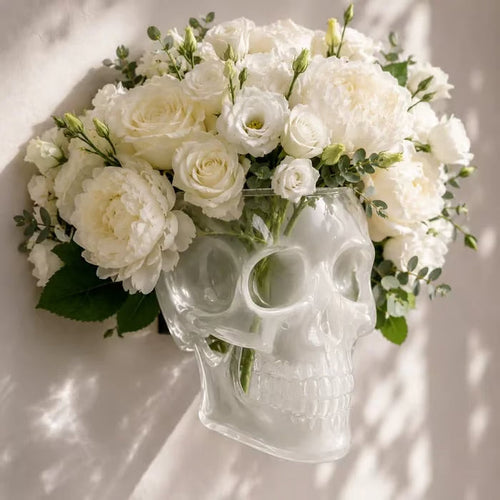 Gothic Skull Wall Vase 💀🌸 – Hangable & Tabletop Freestanding🏆