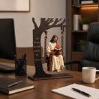 ✝️ Jesus Swing Ornament – John 14:6 Faith Table Decor | Christian Bible Verse Home Decoration