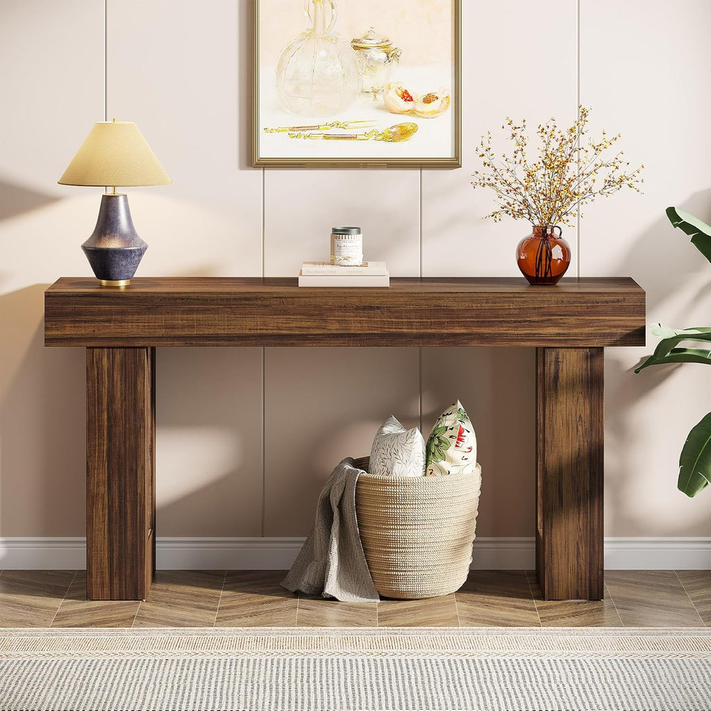 63-Inch Long Console Table, Wooden Rectangular Sofa Table Behind The Couch, Farmhouse Entryway Table for Entrance, Hallway, Living Room🏆