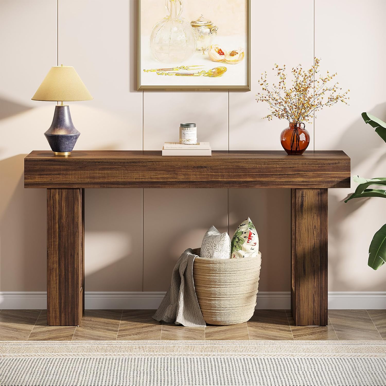 63-Inch Long Console Table, Wooden Rectangular Sofa Table Behind The Couch, Farmhouse Entryway Table for Entrance, Hallway, Living Room🏆
