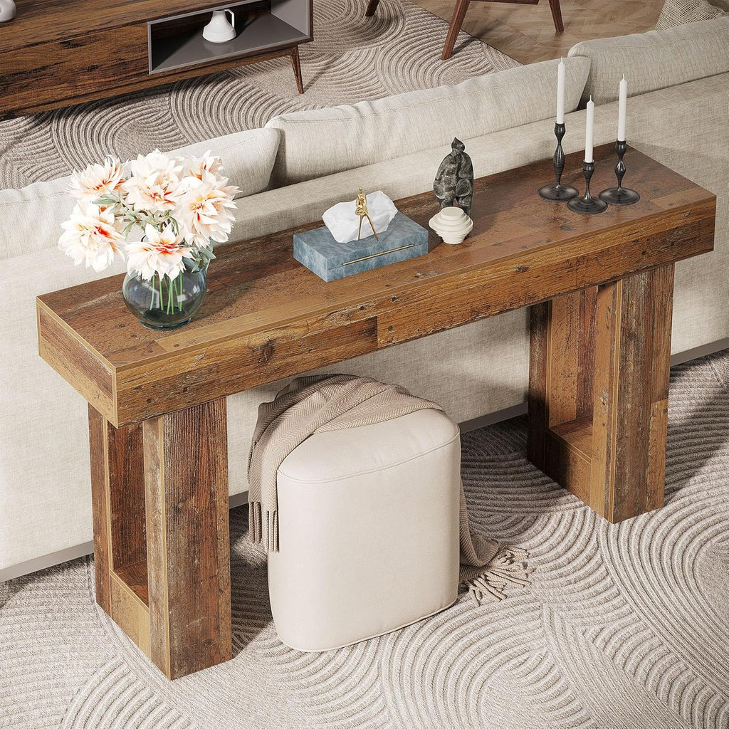 63-Inch Long Console Table, Wooden Rectangular Sofa Table Behind The Couch, Farmhouse Entryway Table for Entrance, Hallway, Living Room🏆