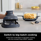 4-in-1 Portable Glass Air Fryer Cooking System, 1500W, 4QT & 6-Cup TempWare Glass Containers with Storage Lids, Microwave, Freezer & Dishwasher Safe, Cyberspace Gray, FN101GY💋