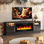 Fireplace TV Stand Entertainment Center with 36" Fireplace, 70" Wooden TV Stand for TVs Up to 80",Media TV Console with High Gloss Storage Cabinet and 16 Colors LED Lights (White)💋