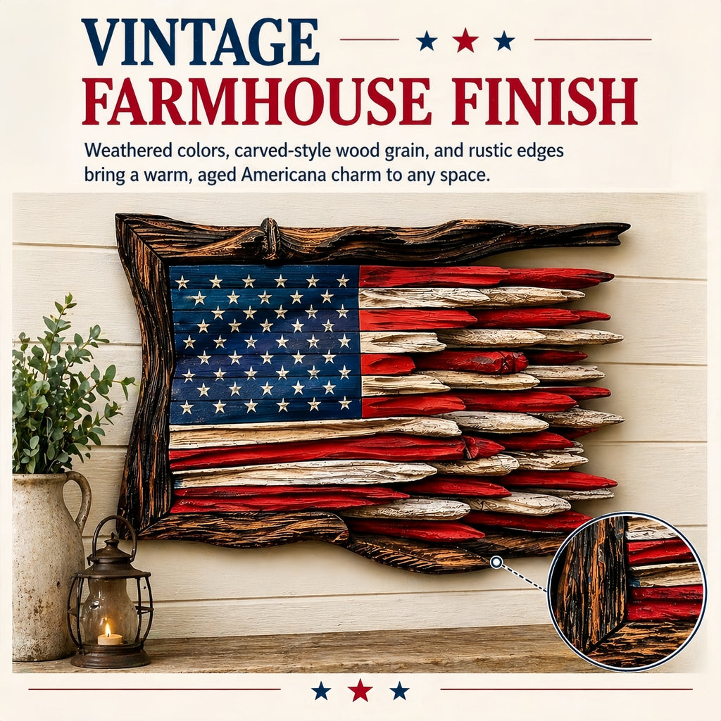 Handcrafted 3D Wooden American Flag Wall Decor⭐🏆