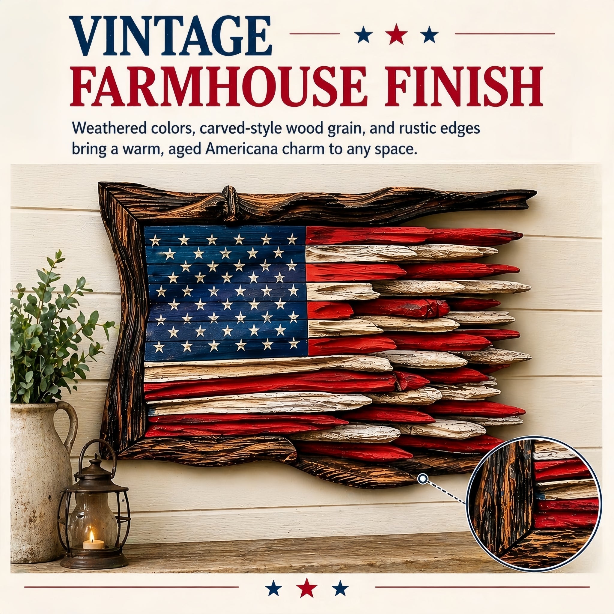 Handcrafted 3D Wooden American Flag Wall Decor⭐🏆