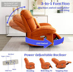 Power Recliner Chair, Massage Rocker Recliner Chairs for Adults with Heated, Oversized Rocker Swivel Chairs for Living Room, Comfy Nursery Rocking Chairs with USB-C Ports and Side Pocket, White🏆