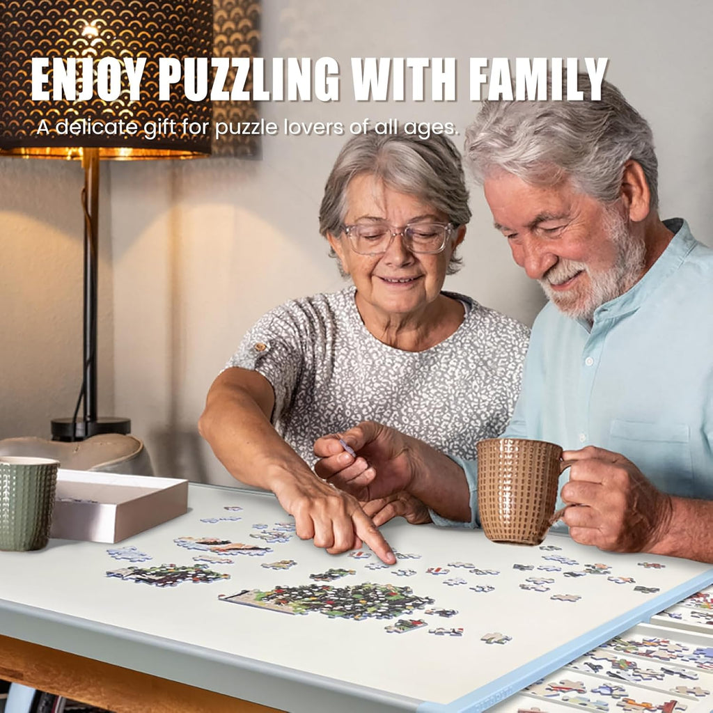 🧩Rotating Puzzle Board with Drawers and Cover,Tilt&Lazy Susan🏆
