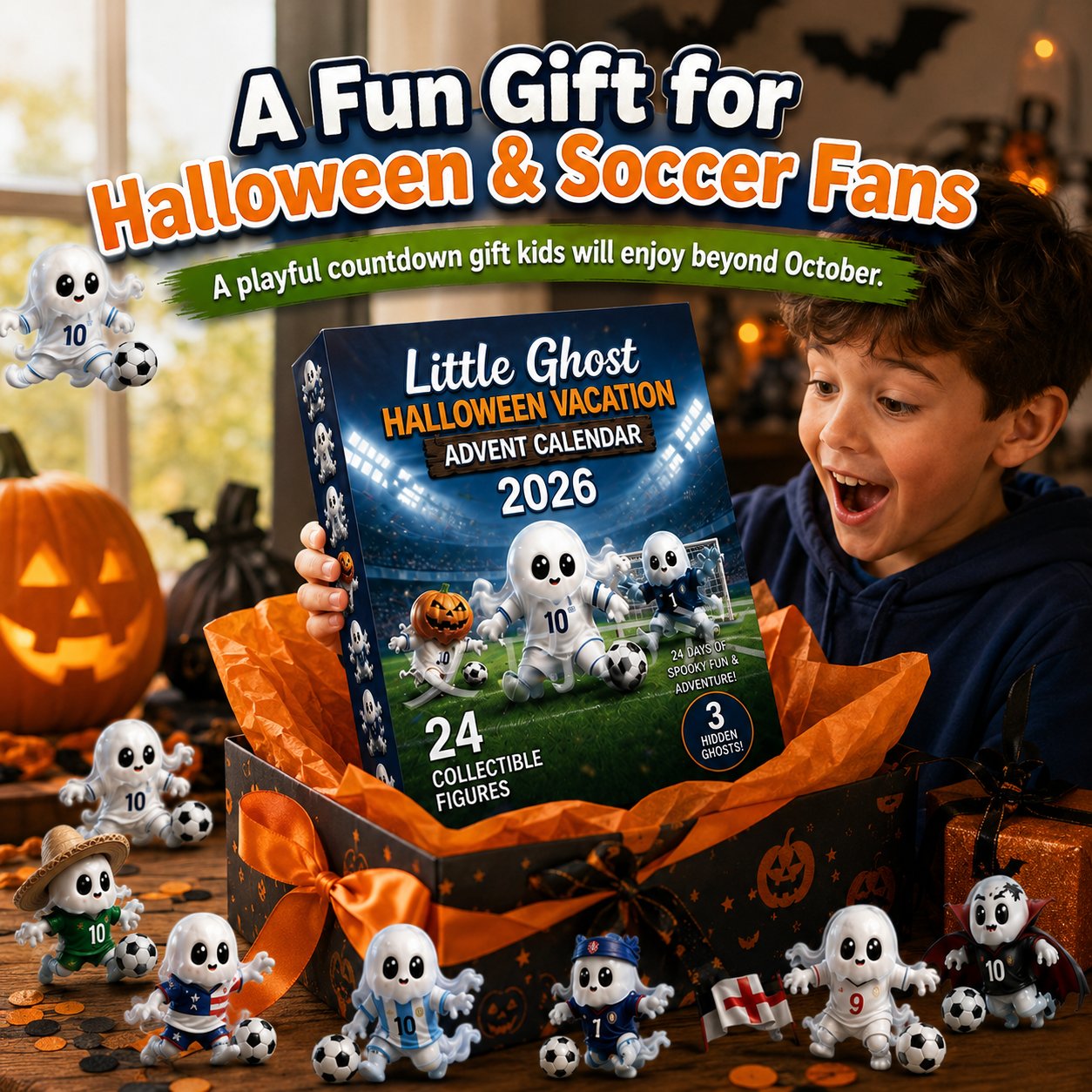 🔥Last Day 49% OFF - 👻⚽Little Ghost Soccer Halloween Advent Calendar 2026🏆