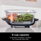 4-in-1 Portable Glass Air Fryer Cooking System, 1500W, 4QT & 6-Cup TempWare Glass Containers with Storage Lids, Microwave, Freezer & Dishwasher Safe, Cyberspace Gray, FN101GY💋