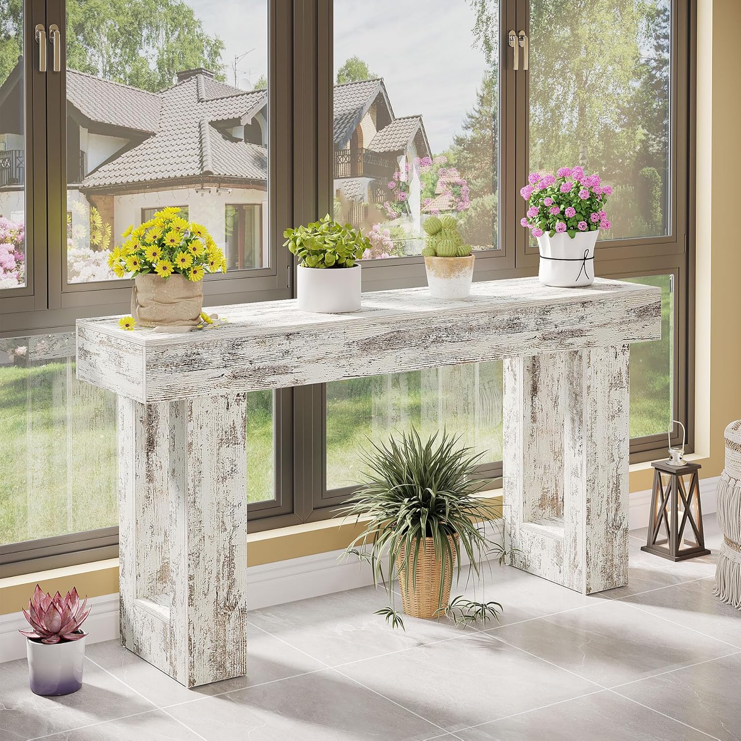 63-Inch Long Console Table, Wooden Rectangular Sofa Table Behind The Couch, Farmhouse Entryway Table for Entrance, Hallway, Living Room🏆