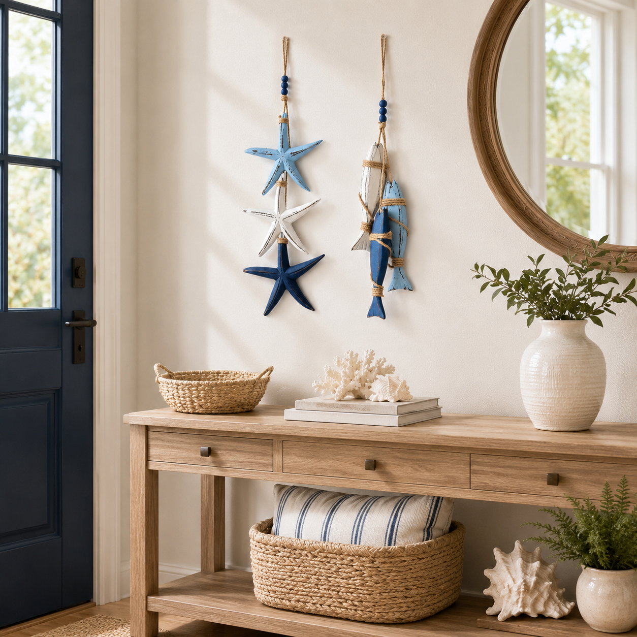 ⭐2026 HOT SALE🐟🌊Lighted Coastal Wooden Starfish & Fish Hanging Decor🏆