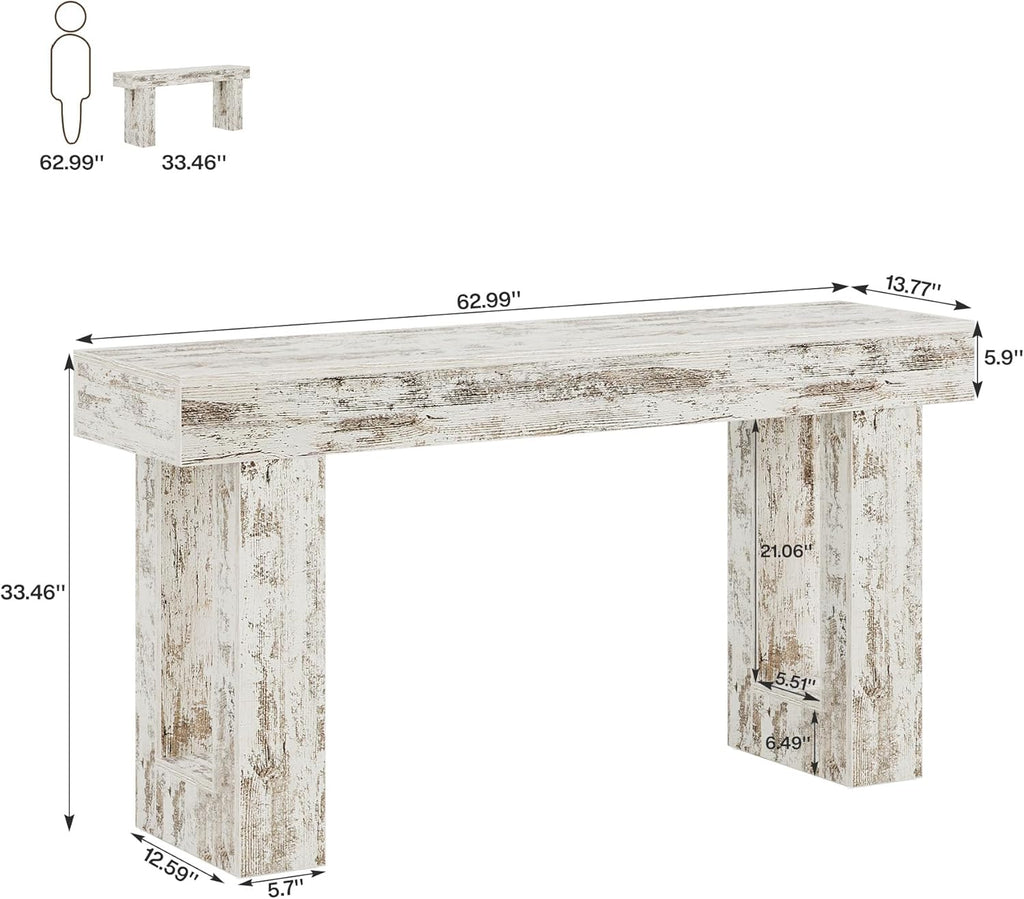63-Inch Long Console Table, Wooden Rectangular Sofa Table Behind The Couch, Farmhouse Entryway Table for Entrance, Hallway, Living Room🏆