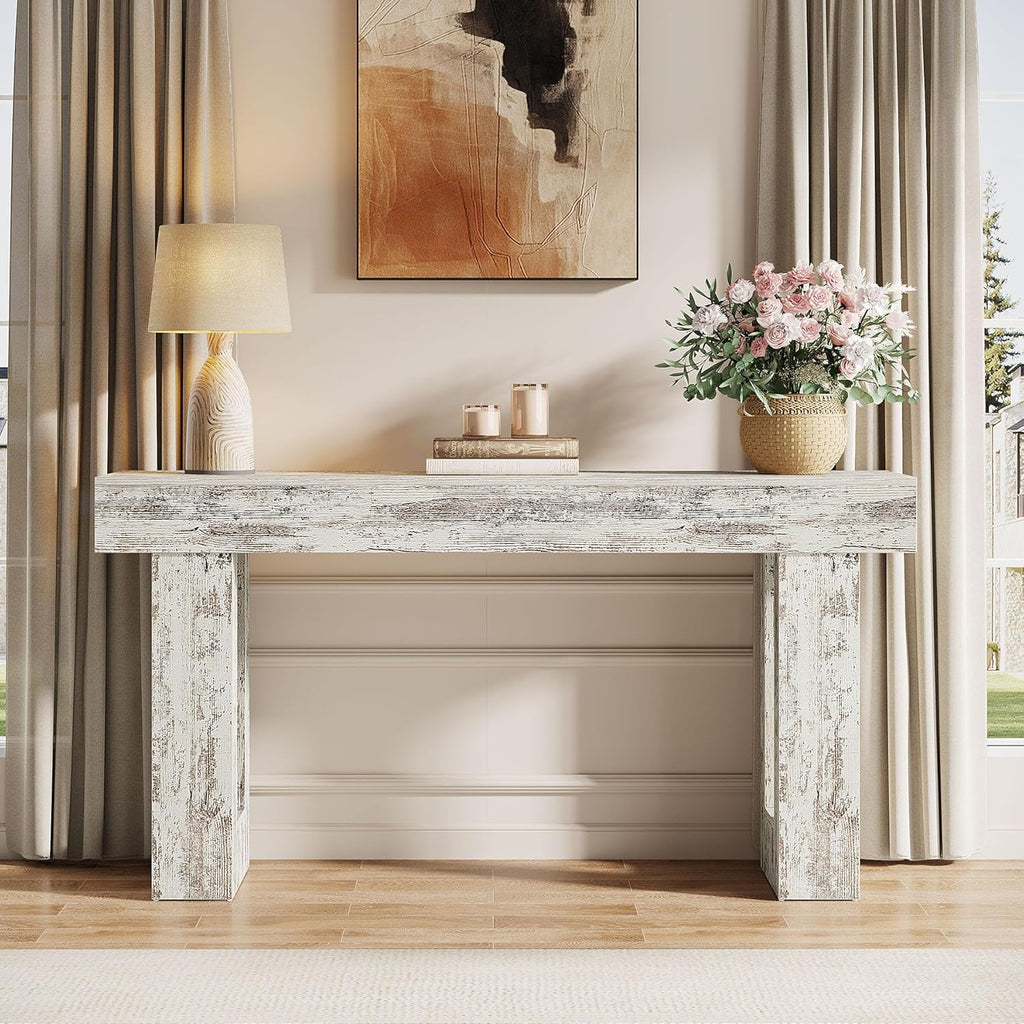 63-Inch Long Console Table, Wooden Rectangular Sofa Table Behind The Couch, Farmhouse Entryway Table for Entrance, Hallway, Living Room🏆