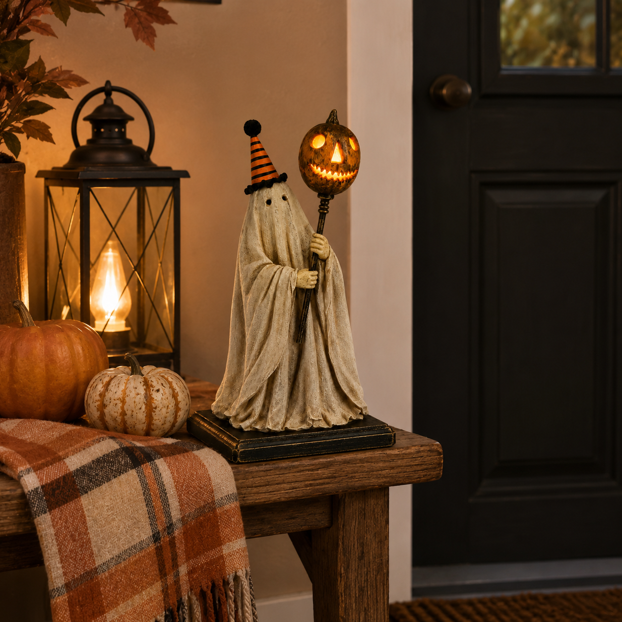 Summerween Sale 50% OFF - Lighted Vintage Ghost Figurine with Glowing Pumpkin Staff🏆
