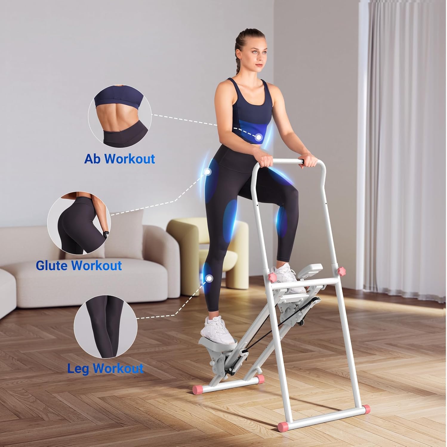 Stair Stepper with Handlebar, LED Display, 300LBS Capacity, Climber Exercise Machine for Workouts, Home Fitness Equipment for Women&Men🏆